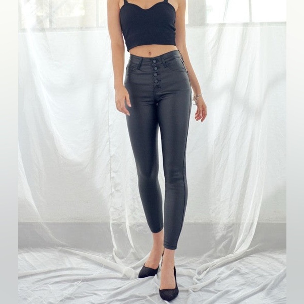 KanCan High Rise Ankle Leather Pants